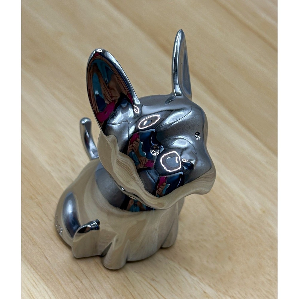 Umbra Silver Glossy Dog Figurine Freestanding Animal Decor Sculpture 2.5 Inch